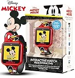 Accutime Mickey Mouse Kids Smart Watch with Interactive Touchscreen – Features 10 Changeable Watch Faces, Selfie Camera, Step Counter, Voice Recorder, Games, Alarm, Stopwatch, and Calculator