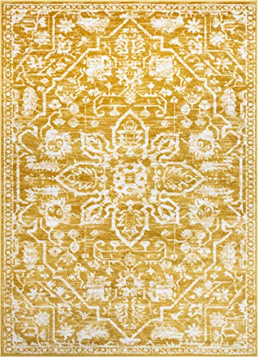 Well Woven Della Gold Vintage Medallion Pattern Area Rug 4x6 (3'11" x 5'3")