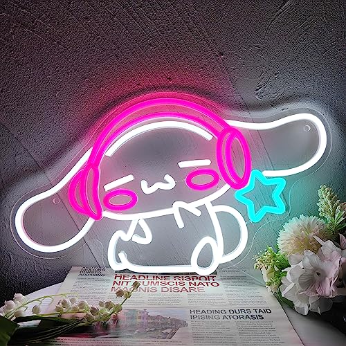 JOSEBRU CinnamoRoll Neon Sign Anime Neon Sign for Wall Decor Janpanese Neon Light for Bedroom Wall Decor Game Room Decor Livingroom Decor for Kids, Personalized Gifts for Girls