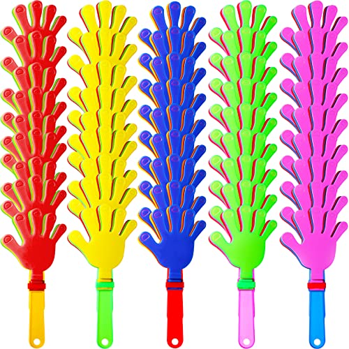 Sratte 80 Pcs 7.5 Inch Hand Clappers Noisemakers Bulk Clappers Noisemakers Party Favors Mini Hand Soundboard Plastic Noise Makers for Sporting Events Fiesta Birthday Game Rewards Cheers Supplies