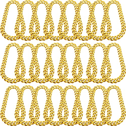 Inbagi 24 Pcs Fake Chains Bulk 32 Inch Big Rapper Chains for Men Women Chunky Plastic Necklace Costume Accessory for 80s 90s Hip Hop Party Halloween Dress Up