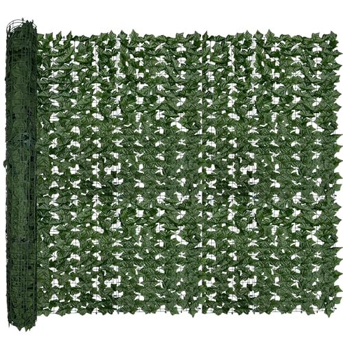 DOPGIB Artificial Ivy Privacy Fence Roll Screen,128" by 72" (64 SQFT) UV-Anti Faux Hedge Fence and Fake Ivy Vine Leaf Wall Panels for Indoor&Outdoor Green Backdrop, Garden Greenery Decor