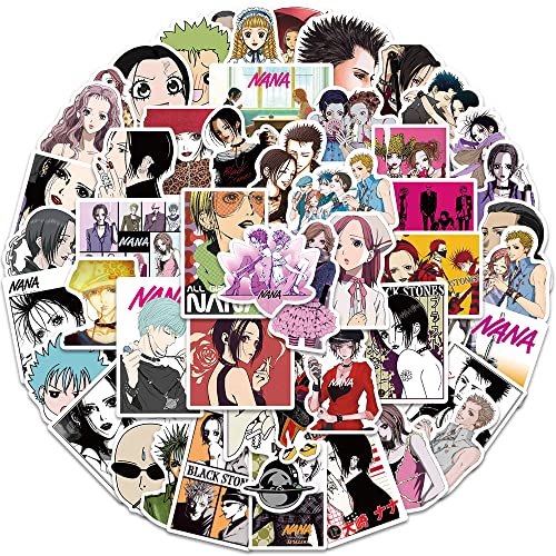 50pcs Japanese Anime Nana Stickers Waterproof Vinyl Kawaii Stickers for Kids Teens Adult Skateboard Computer Laptop Guitar (Nana Anime)