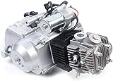 125cc Engine Motor, 4 Stroke Semi-Auto ATV Engine Motor Kit with Reverse and 3 Forward Single Cylinder Air-Cooling Motor 125cc Engine Electrical Start for Go Kart Pit Dirt Bike ATV Buggy