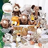 HyDren 10 Pcs Safari Stuffed Animals Plush Jungle Animal Toys for Girls Boys, Elephant Giraffe Lion Tiger Monkey Rhinoceros Zebra White Tiger Leopard Hippo for School Achievement Award