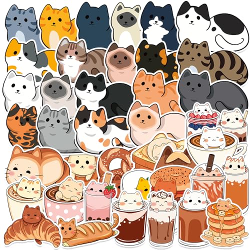 50PCS Cat Stickers,Cute Cat Loaf Stickers,Bread Cat Stickers,Vinyl Kitty Stickers for Water Bottle Laptop