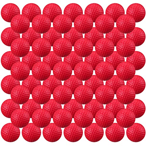 Junkin 80 Pcs Foam Golf Balls Rubber Practice Balls Realistic Feel and Flight Sport Training for Indoor or Outdoor Backyard Golf Training(Red)