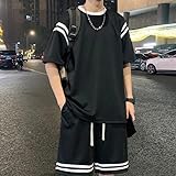 Summer Tracksuit Men Korean Loose Suits -Shirt and Shorts Two-Piece Sets Streetwear Oversized Clothing s3 Beige XL