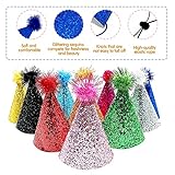 Pai Sence Kids Cone Party Hats 10 PCS Birthday Party Hats with Pom Poms Reusable Holiday Glitter Crayon Hats for Adults Children Diy Decorations M