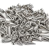 YORANYO 70 Sets Mixed Shape Spikes and Studs Assorted Sizes Spike Studs for Clothing Silver Color Screw Back Bullet Tree Studs and Spikes Rivet for Leather Craft Clothing Shoes Belts Bags Dog Collars