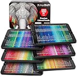 KALOUR 180 Colored Pencil Set for Adults Artists - Rich Pigment Soft Core -12 Metallic Pencil - Ideal for Coloring Drawing Sketching Shading Blending - Vibrant Color（Tin Case）