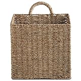 MyGift 12.5 Inch Rustic Woven Wall Hanging Storage Basket, Large Decorative Baskets, Magazine and Mail Organizer Basket