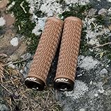 Funn Holeshot Mountain Bike Grips with Single Lock On Clamp, Lightweight and Ergonomic Bike Handle Grips with 22 mm Inner Diameter, Hardened End Bicycle Handlebar Grips for MTB/BMX (Brown)