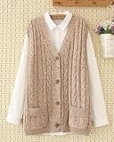 Aeneontrue Women's Sweater Vest Sleeveless Button Down Knitted Cardigan Outwear with Pockets Beige S