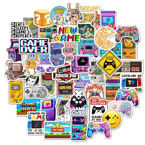 BEATRI Gaming Stickers 50Pcs Video Game Stickers Vinyl Waterproof for Water Bottles Phone, Laptop Gamer Decals for Teens Boys Mens Gamer Adults