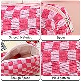 EYNDYN 4 PCS Checkered Makeup Bag Cosmetic Bag for Women Checkered Pouch Plaid Makeup Bag for Women Large Capacity Pencil Case Makeup Brushes Storage Bag Travel Toiletry Bag Organizer