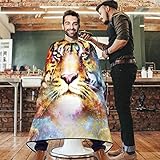 visesunny Tiger Galaxy 3D Print Barber Cape Anti-Static Hair Cutting Cape with Snap Closure Professional Salon Polyester Cape Barber Water-Resistant Hairdressing Cape Adjustable Snap for Hairstylists