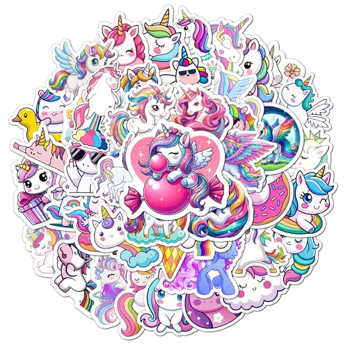 BEATRI Unicorns Stickers 50Pcs Waterproof Vinyl Stickers for Water Bottles Laptop, Phone, Journal Cute Unicorn for Kids Girls (Unicorns Stickers)