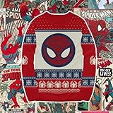 Marvel Spider- Man Symbol and Webs Offcially Licesned Adult Knit Holiday Ugly Christmas Sweater (as1, Alpha, s, Regular, Regular) Red