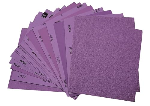 Sunxeke 24 Pcs Wet Dry Sandpaper 60/80/120/150/180/240/320/400 Grit Sanding Sheets Assorted kit 9x11inch,Alumina Abrasive Sand Paper for Wood Furniture Polishing,Automotive Sanding,Metal Grinding