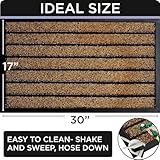 ubdyo Extra Durable Door Mat - Dirt Trapping Outdoor Welcome Mats - Non-Slip Outdoor Indoor Entrance - Low Profile Front Doormat (30" x 17", Bright Brown)