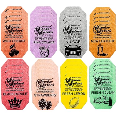 Wonder Wafers Car Air Freshener Wafers Variety Pack of 40 - Individually Wrapped Car Air Fresheners - 8 Scents Car Fresheners (40 Pack 8 Scents)