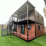 Portable Prefab Tiny Homes 2-Layers Building Duplex 20ft&40ft Office Container House Modern Strong Structure Prefabricated Expandable Granny Flat House- 4 Bedroom 1 Kitchen and Full Equiped Bathroom