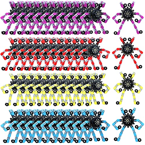 Zhanmai 64 Pack Funny Sensory Fidget Toys, Transformable Fidget Spinners Deformable Chain DIY Robot Spinner Sensory Toy, Stress Relief Fingertip Gyro Toy for Kid Adults Birthday Party Favors