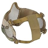 OneTigris 6" Foldable Half Face Mesh Mask with Ear Protection, Tactical Lower Face Protective Mask (Camo Color)