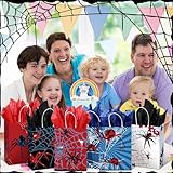 Epakh 24 Pcs Spider Gift Bags Medium Size with Tissue Paper and Handles Spider Goodie Candy Bags Birthday Party Decorations Double Sided