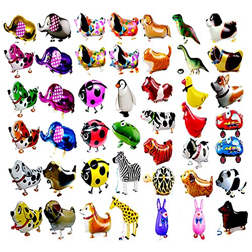 CUGBO 20Pcs Set Walking Animals Balloons Set, Pets Air Walker Balloons, Mylar Foil Helium Aluminum Balloon Kit for Kids Birthday Party Baby Shower Decor Children Gift