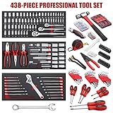 ARUCMIN 438-Piece Mechanics Tool Set with 3-Drawer Heavy Duty Metal Box Repair Tool Kit