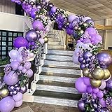 Purple Balloon Garland Kit Dark And Gold Arch Lavender Light Decoration For Baby Girl Princess Party Birthday