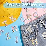 104 Pcs Pearls Rhinestone English Patches A-Z Glitter Pearl Sew on Patches Iron on Letters for Clothing Alphabet Applique Pearl Beaded Letter Patches for DIY Crafts Clothes, 4 Styles