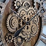 The Gears Clock 36'' Inch Real Moving Gear Wall Clock Vintage Industrial Oversized Rustic Farmhouse (Vintage Brown)