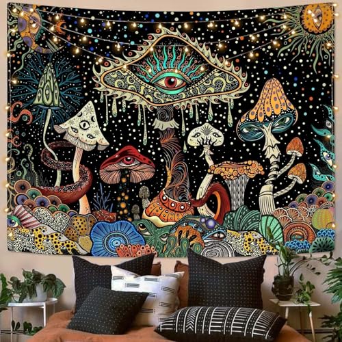 Yeoiat Mushroom Tapestry Hippie Tapestry for Bedroom Cute Tapestries Aesthetic Wall Tapestries Hanging for Bedroom Dorm Living Room (Mushroom, 36.00" X 48.00")
