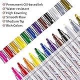 Paint Pens Paint Markers on Almost Anything Never Fade Quick Dry and Permanent, Oil-Based Waterproof Paint Marker Pen Set for Rocks Painting, Wood, Fabric, Plastic, Canvas, Glass, Mugs, DIY Craft