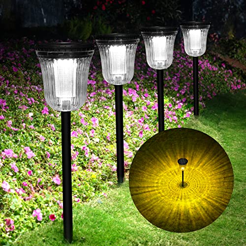 WTGEGF Solar Pathway Lights Outdoor, 4 Pack Solar Lights Outdoor Waterproof, 200 Lumens Super Bright Solar Garden Lights,Up to 14 Hrs Auto On/Off Outside Lights for Yard Lawn Walkway Driveway Path