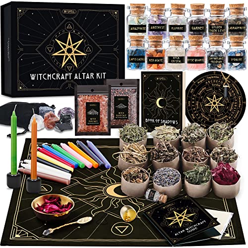 Wyspell Large Witchcraft Kit 65 PCS - Witch Altar Spell Set - Wiccan Supplies and Tools - Witch Set for Beginners Witchcraft Supplies Kit (Herbs Type 2)