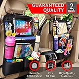 Helteko Backseat Car Organizer, Kick Mats Back Seat Protector with Touch Screen Tablet Holder, Back Seat Organizer for Kids, Travel Accessories with 9 Storage Pockets 2 Pack, Black