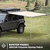 SAMOUT Vehicle Awning, 8.2ft x 10ft, Rooftop Pullout Ripstop UPF50+ Side Awning, Reinforced Hinges & Poles for Jeep/SUV/Truck/Van