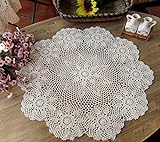 Damanni Beige Cotton Handmade Crochet Lace Tablecloth Doilies,Round,24 Inch