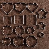 LILIAO Basic Cookie Cutter Set, 5-Pcs, Circle, Star, Square, Flower and Heart Fondant Bread Sandwich Biscuit Cutters, Stainless Steel (Large)