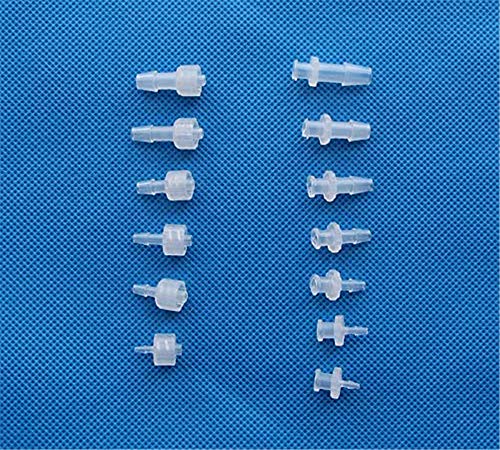 100 Pcs 1/16 3/32 1/8 5/32 3/16 1/4 Plastic Hose Fitting Luer Lock Connector Male/Female Luer Adapter Polypropylene (Female,to Barb 1/8)