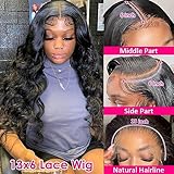 Pizazz 13x6 Body Wave Lace Front Wigs Human Hair Pre Plucked 180 Density HD Transparent Lace Frontal Wigs Human Hair for Women 9A Glueless Wigs Human Hair with Baby Hair 26Inch