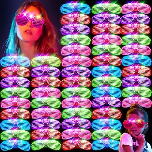 HONLYNE105 PCS LED Glasses, Light Up Glasses for Kids Adults, Neon Flashing Sunglasses Glow Party Supplies Glow Glasses for Wedding Birthday New Year Rave Carnival