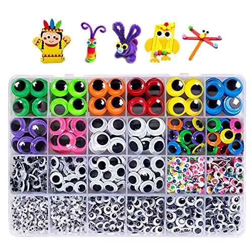 1580pcs Googly Eyes Self Adhesive for Crafts, Craft Sticker Wiggle Eyes with Multi Colored and Sizes for DIY