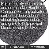 Minamul Konjac Exfoliating Organic Facial Sponge Set, Gentle daily face scrub/skincare, best bamboo activated charcoal, Safe for Oily, Dry, Combination or Sensitive skin, Makeup Remover, 5 pack