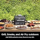 Ninja OG701 7-in-1 Outdoor Electric Grill & Smoker - Grill, BBQ, Air Fry, Bake, Roast, Dehydrate & Broil - Uses Woodfire Pellets - Portable & Weather Resistant