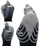 Crystal Body Chain, Chainmail One Side Shoulder Collar With Small Chain Layers, Aluminum Butted Ring Neck Piece, Medieval Cosplay Costume